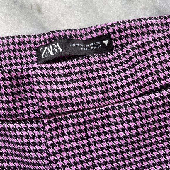 Zara Pink and Black Houndstooth Pants | XS - Picture 3 of 5